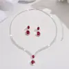 Colar e brincos de zircônia conjunto de duas peças europeu e americano exagerado luxo leve temperamento corrente de clavícula colar de alto padrão fabricantes de joias femininas