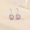 Yuebao Joyería Citrino Natural Plata de Ley S925 Amatista Corte Cuadrado Pendientes de Gancho Estilo Popular Venta Directa de Fábrica
