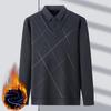 Suéter de Inverno do Papai com Forro de Fleece, Engrossado para Homens de Meia-Idade, Falso Duas Peças, Adequado para Idades 40-50, Blusa Quente de Tricô