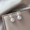 Pendientes de abanico de alta gama con sentido francés, totalmente de diamantes, pendientes de moda exquisitos de alta gama, pendientes de perlas gentiles y elegantes