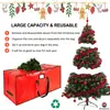 Saco de armazenamento para árvore de Natal de 2,7 metros, PE vermelho, espessado, à prova d'água, durável, alça reforçada, zíper duplo, antiderrapante