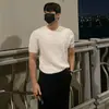 Camiseta de Punto con Textura de Trenza de Manga Corta para Hombre, Corte Delgado, Estilo Old Money, Negocios, Verano, Venta al por Mayor de Fábrica Transfronteriza