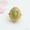 Anillo de Jade Hetian Natural Guan Yu Anillo de Jade Agua Clara Joyería Estilo Palacio Venta al por Mayor Dropshipping S4051703L