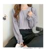 Camisa de gasa plisada con mangas acampanadas, estilo grande, 7 colores, 2024, holgada, combinable, de manga larga