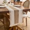 Caminho de Mesa Bordado em Algodão e Linho Estilo Vintage Americano Duas Cores Tecido com Franjas Mesa de Centro Mesa de Chá Tecido de Mesa Toalha de Mesa Longa Decorativa