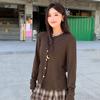 Jaqueta Cardigan de Tricô para Mulheres, Novo Estilo Primavera e Outono 2026, Peça de Roupa Externa Versátil com Top de Gola Redonda de Botão Único Feito de Lyocell Tencel