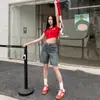 Jeans de Verano Finos para Mujer de Tallas Grandes, Cintura Alta, Cubre Cadera, Adelgazantes, Pierna Ancha, Largo de Cinco Puntos, Adecuados para Cuerpo con Forma de Pera, Pantalones de Largo Medio