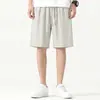 [100% Lino] Pantalones Cortos Sueltos Originales Color Lino para Hombre Pantalones Casuales de Pierna Recta de Cinco Puntos Estilo Delgado 26 Nuevo Estilo de Verano