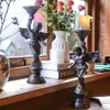 Portavelas Adorno de Figura de Ángel Vintage Retro Estilo Europeo de Hierro Fundido para Decoración del Hogar, Exterior, Jardín, Balcón, Accesorio Creativo