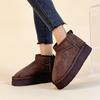 9992 Botas de Nieve Nuevas para Mujer Primavera y Invierno 2025 Zapatos de Algodón Estilo Coreano Casual Forradas de Felpa Color Sólido Aumentadoras de Altura Cálidas de Caña Media Botas de Algodón
