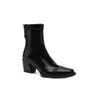 Botas elásticas adelgazantes versátiles de otoño e invierno para comercio transfronterizo, tacón grueso, punta cuadrada, cremallera trasera, tacón medio, negro, botas de moda elegantes para mujer