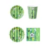 En Stock Copa del Mundo-Temática Decoraciones para Fiesta de Fútbol Cumpleaños Platos de Papel Vasos de Papel Servilletas Banderines Vajilla Desechable Set