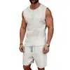 Novo Conjunto de Regata Jacquard Tricotada Lisa Sem Mangas e Shorts Esportivos Casuais Europeu e Americano para Homens da Amazonia Transfronteiriça