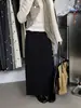 Falda Midi de Punto de Lana con Abertura Trasera Otoño/Invierno 2026 para Mujer Cintura Elástica Cordón Corte Recto