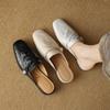 Pantuflas de Piel de Cabra Agarrada a Mano con Suela Suave y Puntera Reforzada para Mujer 2024 Nuevas Sandalias de Tacón Grueso para Salir Sandalias Casuales