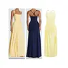 Novo vestido de moda feminina estilo europeu e americano, elegante gola quadrada lisa, cintura plissada com faixas, vestido longo formal de alta qualidade