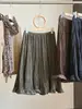 Falda midi de terciopelo con volantes de moda estilo coreano para mujer, nueva colección de otoño, de cintura alta, adelgazante, falda plisada versátil de línea A
