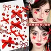 Maquillaje de abanico amarillo para el concierto de Luhan, pegatinas de lazo para la cara, pedrería en forma de corazón, pedrería brillante, maquillaje de ojos con pedrería