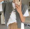Chaleco de suéter corto retro con giro para mujer, abrigo de punto exterior suelto de estilo japonés, otoño 2023, moda