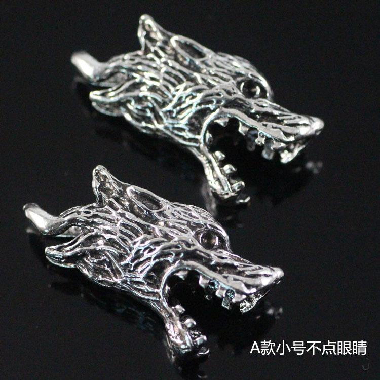 藏银合金狼头款狼狗牙套吊坠新款 藏獒牙齿套 DIY男士狼图腾