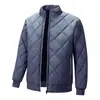 Chaqueta de béisbol con cuello cruzado para hombre, casual, talla extra, con relleno de algodón, cálida, cortavientos, a prueba de frío, chaqueta con relleno de algodón, chaqueta con relleno de algodón, cuello cruzado romboidal de béisbol