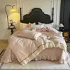 Colcha Super Macia Estilo Francês Conjunto de Quatro Peças Algodão Puro Renda Flor de Algodão Capa de Edredom Lavável à Máquina Cobertura de Cama Para Cama de Quarto Principal