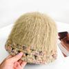 Chapéu de Pescador de Pelúcia Bonito Feminino Outono e Inverno All-match Face-covering Bucket Hat Quente Proteção de Orelhas Tricotado Lã Bacia Chapéu