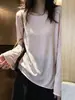 Estilo Principal Recomendado Camiseta de Manga Larga Perezosa Cómoda Rejuvenecedora para Mujer Principios de Otoño Ligera Transpirable Dulce Delgado Top Adelgazante 2126