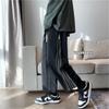 Calças Casuais Finas de Primavera e Outono Macacão Masculino com Zíper Perna Reta Solto Marca Tendência Design Retrô Estilo Hong Kong Calças Cropped