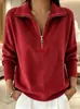 Sudadera Casual de Color Sólido, Corte Holgado, Cuello de Solapa, Media Cremallera, Novedad de Otoño, Sitio Independiente de Amazon Transfronterizo Europeo y Americano 2026