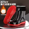 Galochas grossas, estilo masculino, design novo com punhos elásticos, à prova d'água, adequadas para uso ao ar livre, cozinha e trabalho, com solas antiderrapantes e forradas com fleece para aquecimento