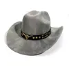 Sombrero Vaquero Occidental de Aliexpress Transfronterizo al por Mayor para Hombres y Mujeres Estilo Étnico Sombrero de Jazz Accesorios de Cinturón de Cuero Sombrero de Copa
