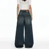 Jeans retro americanos de tiro bajo y pierna ancha para mujer, nuevo estilo otoño 2026, adelgazantes, holgados, rectos hasta el suelo, ligeros