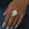 Anillo Abierto Brillante de Cristal de Alta Gama Explosiones Europeas y Americanas Anillo Geométrico de Diamante de Pedrería para Mujer