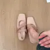 Primer Encuentro Zapatos Planos de Ballet Rosas de Temporada con Corte Bajo y Falda, Mary Janes con Tira Cuadrada, Zapatos de Noche Estilo Suave de Otoño