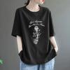2026 Verano Nuevo Estilo Camiseta Estampada de Cuello Redondo Talla Grande Holgada Casual Versátil Manga Corta para Mujer Tops de Moda de Gama Alta