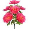 Flores Artificiales al por Mayor, Flores Artificiales de Peonía, Tallo Alto 7 Cabezas Gran Ramo de Flores Artificiales de Seda de Peonía, Decoración Floral, Flores Falsas