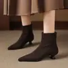 Primeiro Encontro Ji Botas Chelsea de Salto Médio Femininas Salto Fino Botas Skinny Outono/Inverno Botas Únicas Botas Curtas Tamanho Grande 41