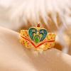 Anel Coroa de Temperamento com Veado Prata S925 Prata Esterlina Banhado a Ouro Cloisonné Jaspe Hetian Xiangyun Ruyi Anel Feminino