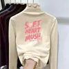 Camiseta Base de Polar para Niña con Cuello Medio Alto y Volantes Ropa Otoño Invierno Camiseta para Niños Medianos y Grandes Capa Interior Cálida Versátil Manga Larga