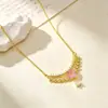 Collar Chapado en Oro Cobre Incrustado con Circonita Cúbica Doble Anillo Incrustado con Diamante Cadena para Clavícula de Lujo Ligero para Mujer Diseño de Nicho Ins Simple Temperamento Joyería de Plata