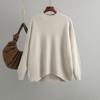 Suéter de manga larga holgado de talla grande para mujer, jersey de color liso, jersey de cuello alto medio, camisa base, otoño e invierno, nuevo