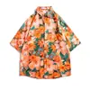 Camisa Floral Hawaiana para Niños Verano Delgado Estilo Hong Kong Ins Marca de Moda Casual de Moda Top de Media Manga