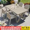 Mesas e Cadeiras Externas Mojia para Pátio e Jardim, Mesa de Chá de Liga de Alumínio e Madeira Plástica de Lazer, Conjunto de Mesa e Cadeiras de Jantar à Prova d'Água para Terraço Externo