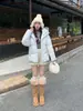 Chamarra corta de plumas para mujer, nuevo estilo de invierno 2026, engrosada, corte holgado, plumón de pato blanco, adecuada para figuras petite, con capucha, amarillo, moderna