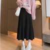 Falda de Punto Plegada para Mujer, Nuevo Estilo Otoño/Invierno 2026, Cintura Alta, Adelgazante, Falda de Paraguas de Línea A de Longitud Media