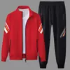 Cárdigan de punto para hombre de primavera y otoño, suéter casual deportivo, marca de moda para hombre de comercio exterior, suéter con cremallera, pantalones de chándal, conjunto de dos piezas