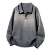 Estilo explosivo transfronterizo Marca de moda Estilo old money Suéter de punto con solapa de color block Prendas de punto para hombre Venta directa de fábrica
