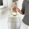Bolsa feminina de moda em PVC, bolsa de mão versátil, bolsa de ombro, bolsa pequena quadrada transversal, transparente com padrão e emendas, colorblock de verão moderno para o mercado internacional