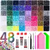Caja de 24 compartimentos moderna y popular de diamantes de resina jelly de color AB con base plana, empaquetada para arte de uñas DIY, accesorios pequeños, venta al por mayor